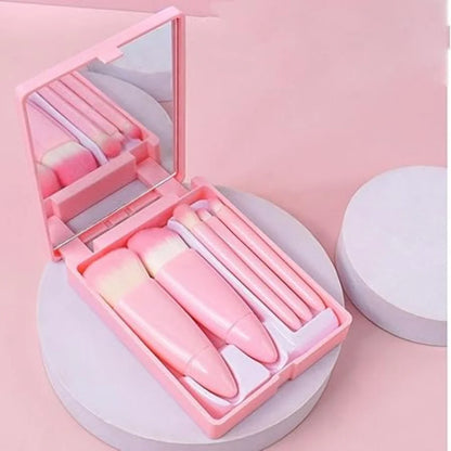 5 Pcs Makeup Brush With Mirror